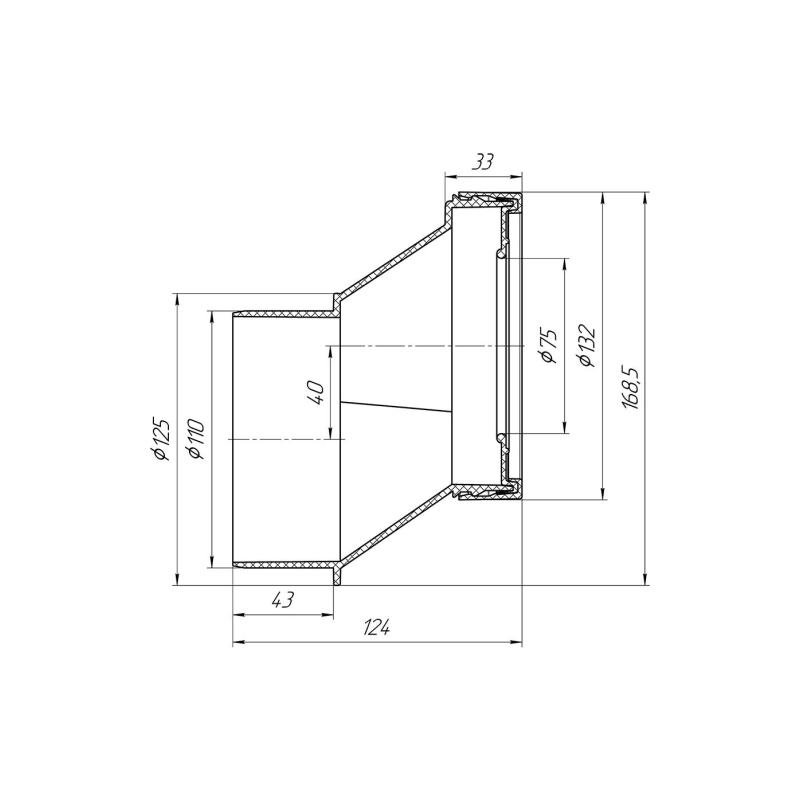 АНИ ПЛАСТ W0421 Эксцентрик жесткий 40 мм с выпуском 110 мм