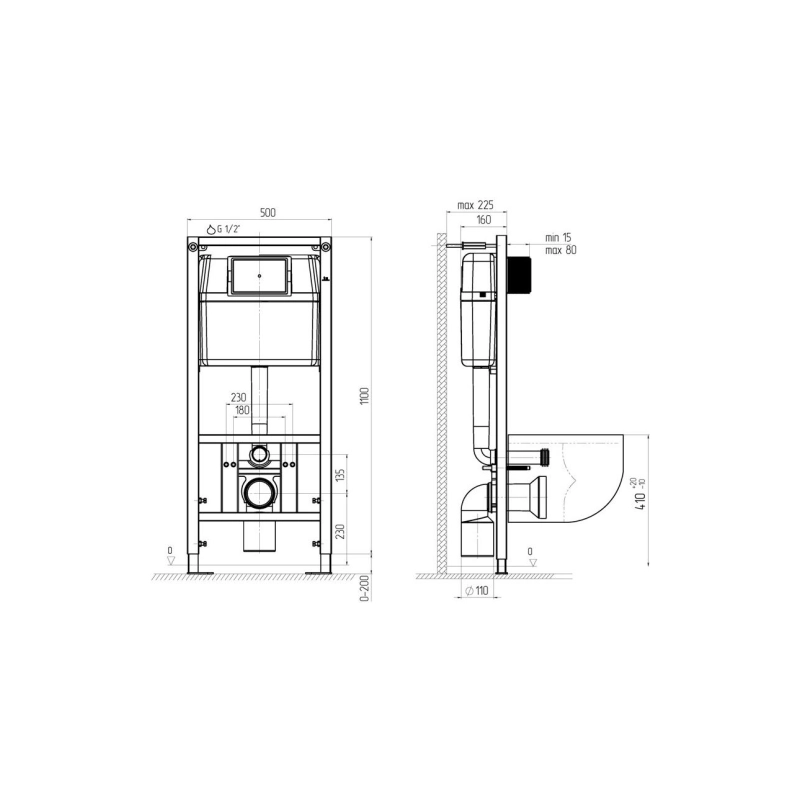 АНИ ПЛАСТ WC1110 Система скрытой установки унитаза (50 см)