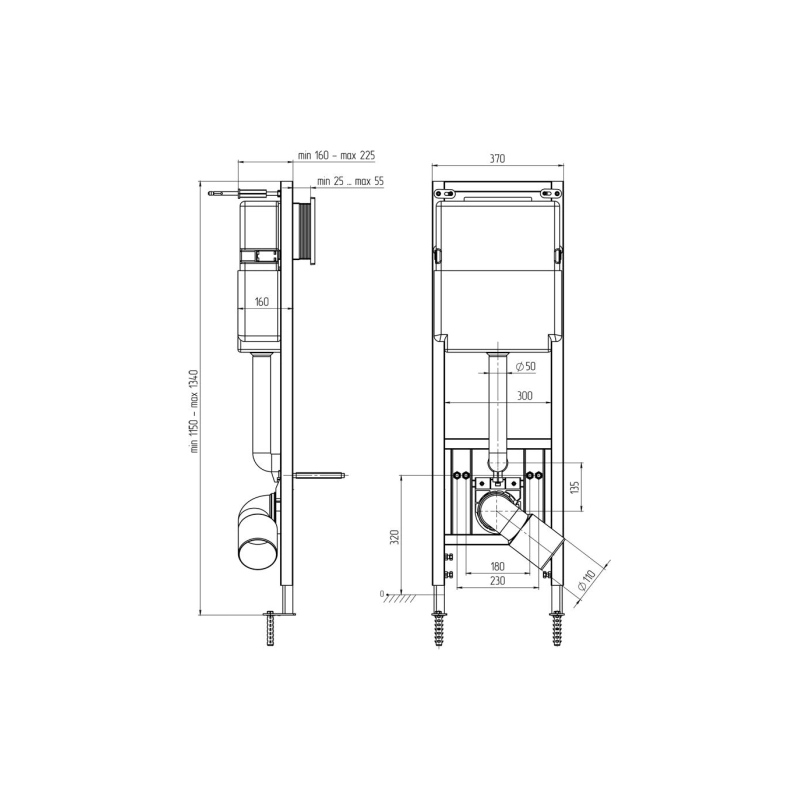 АНИ ПЛАСТ WCP1300 Инсталяция для унитаза с клав. белой круглой с хром. окант.