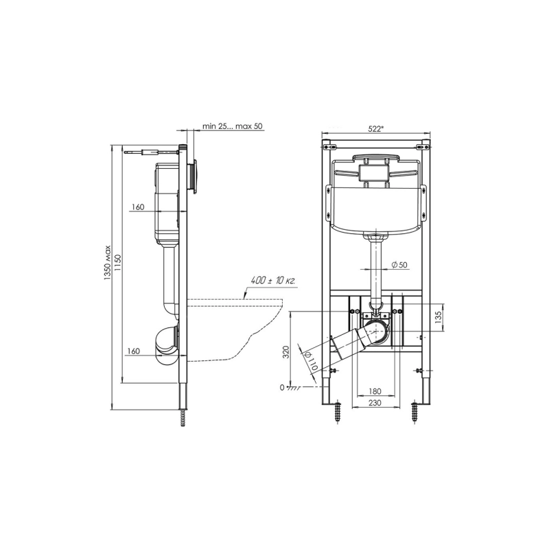 АНИ ПЛАСТ WN1110 Набор инсталяции с унитазом, крышкой, клавишей белой, овальн.