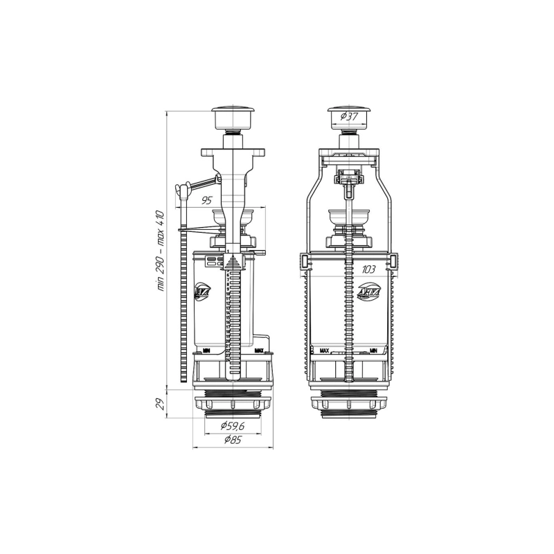 АНИ ПЛАСТ WC7010 Арматура спускная кнопка белая