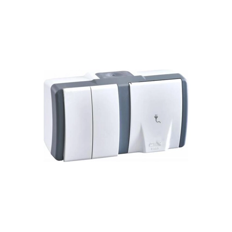 MONO Octans Выключатель 2кл.+розетка б/з с крышкой IP54