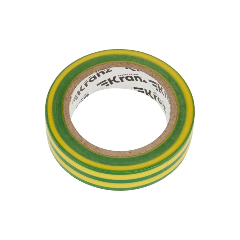 Изолента ПВХ KRANZ 15мм*10м желто-зеленая