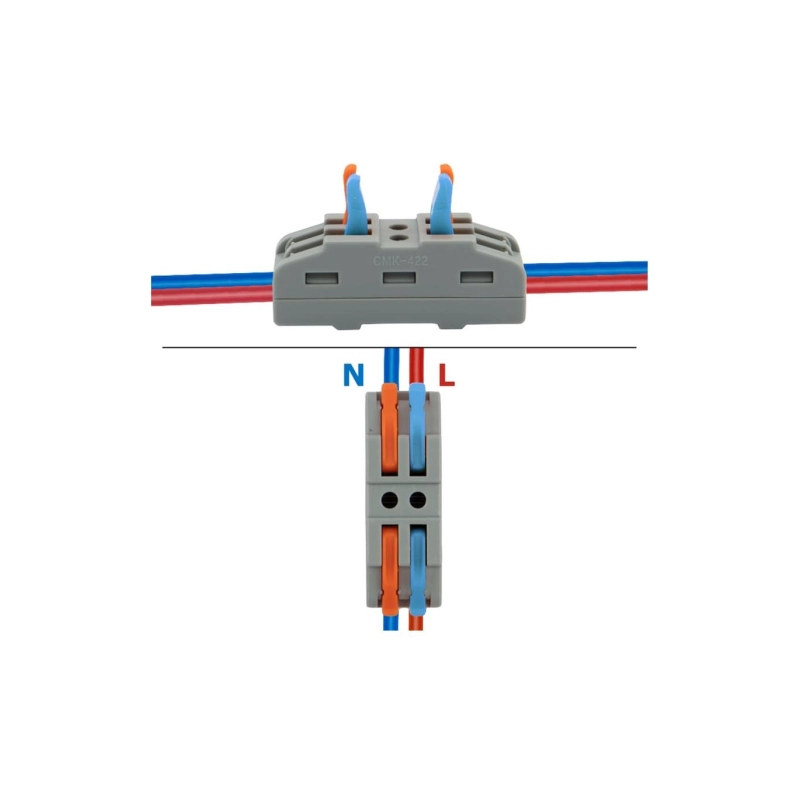 REXANT Клемма проходная 0,08-4 мм, 2 полюса, серая СМК222-422