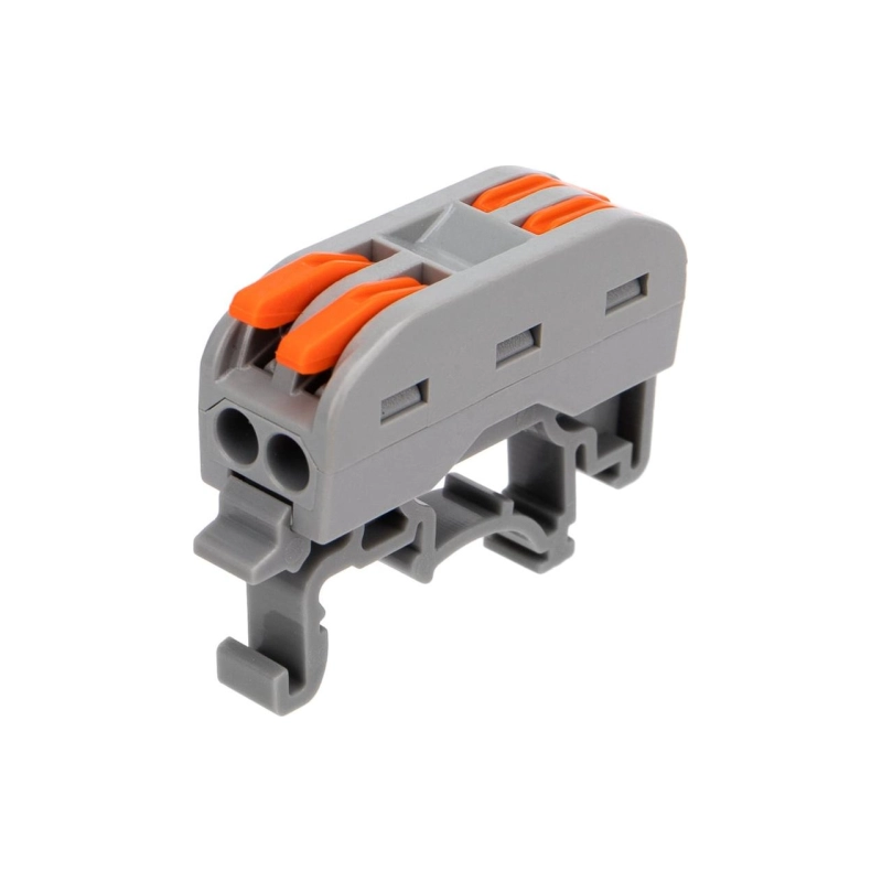 REXANT Клемма проходная 0,08-4 мм, 2 полюса, с креплением на DIN-рейку, серая СМК222-422D