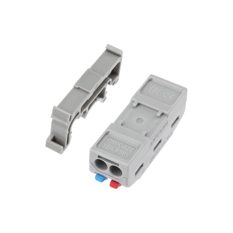 REXANT Клемма проходная 0,08-4 мм, 2 полюса, с креплением на DIN-рейку, серая СМК222-422D