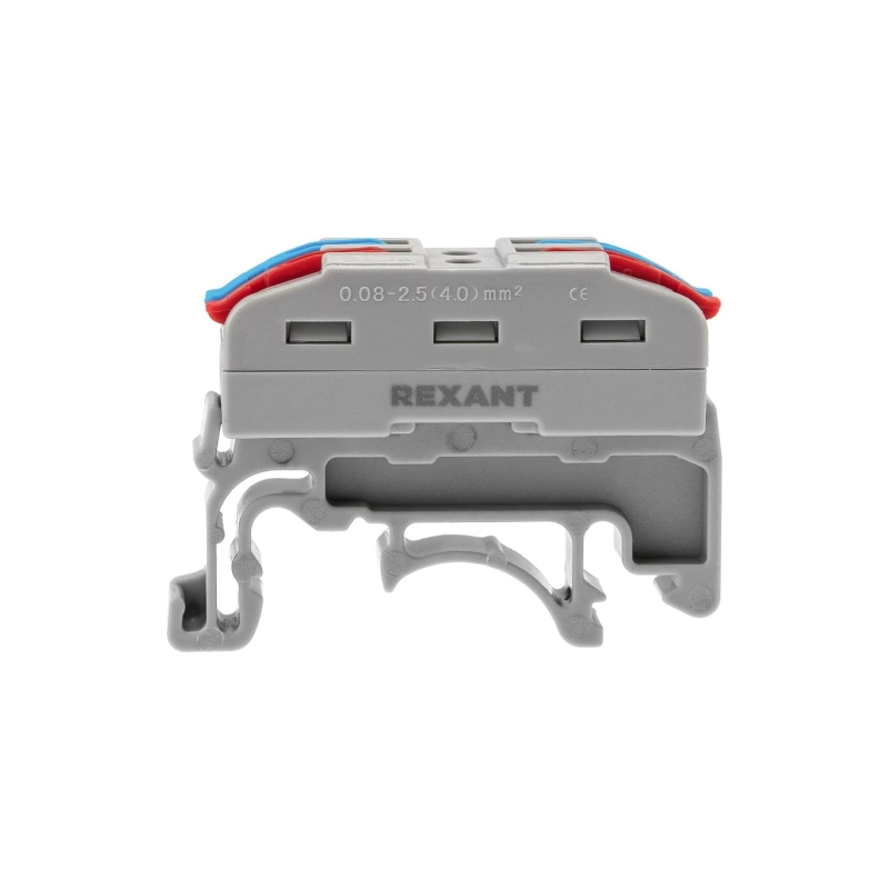 REXANT Клемма проходная 0,08-4 мм, 2 полюса, с креплением на DIN-рейку, серая СМК222-422D