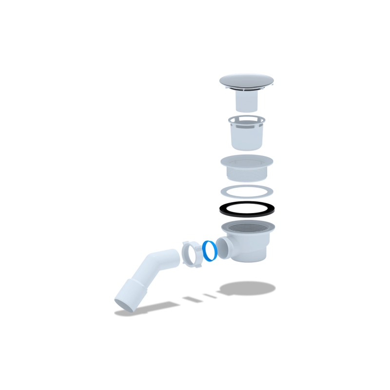 АНИ ПЛАСТ E321VAL Сифон для душ.поддона 1 1/2*90, h 65, металл.тр 45 40/50