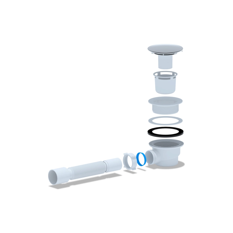 АНИ ПЛАСТ E325VAL Сифон для д/п 1 1/2*90, h 65c г/т 375*40/50, металл