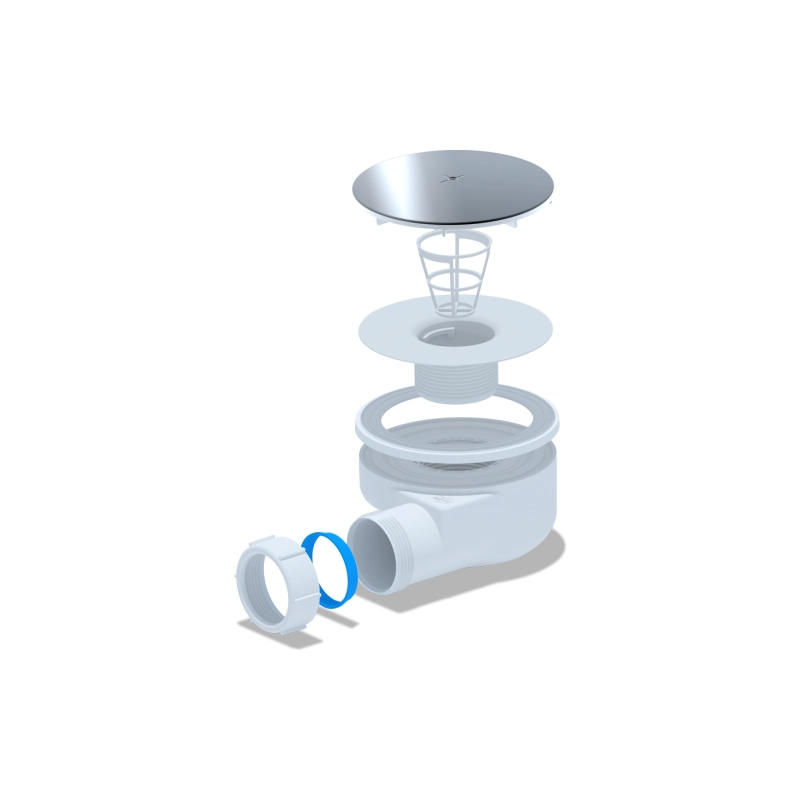 АНИ ПЛАСТ E350C Сифон для душевого поддона 1/2*90, h 53 мм, хром