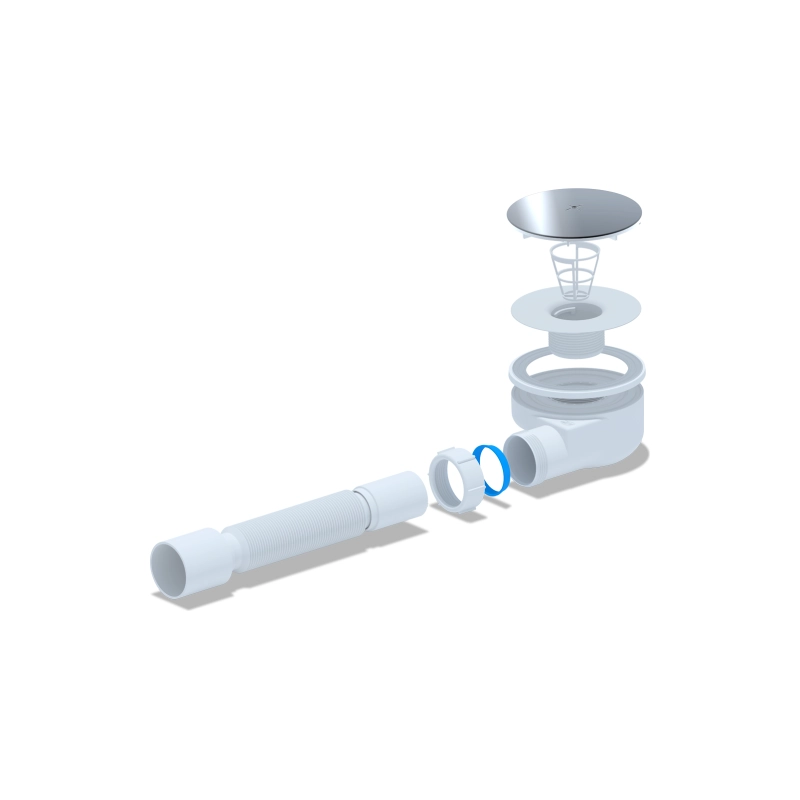 АНИ ПЛАСТ E355C Сифон для д/п 1/2*90, h 53 ммс пер. тр.375* 40*50, хром