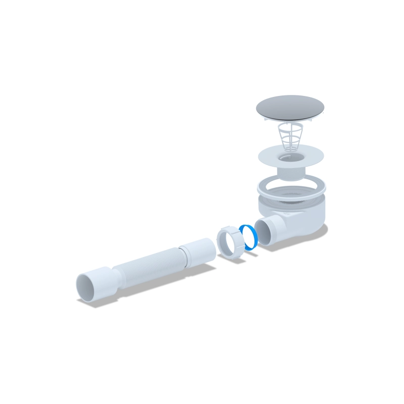 АНИ ПЛАСТ E355VAL Сифон для душ. поддона 1/2*90, h 55мм, металл,г/тр 375 40*50