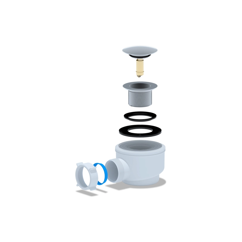 АНИ ПЛАСТ E410CLG Сифон для душ. поддона 1 1/2*50/60 хром, клик-клак(грибок)