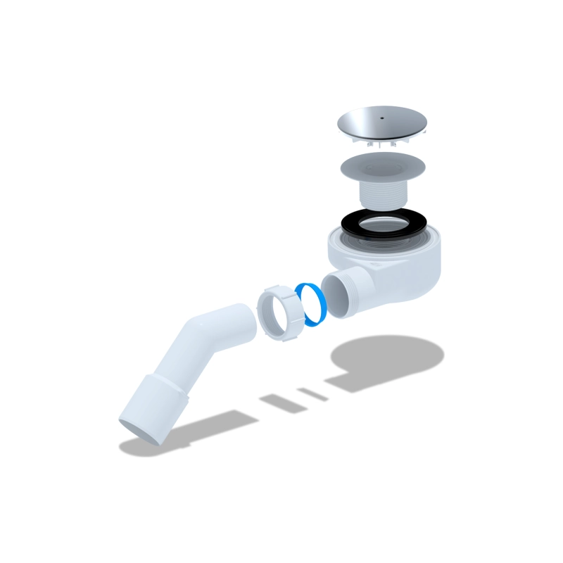 АНИ ПЛАСТ E551C Сифон для душ. поддона 1/2*60, h 53 мм, с п/т 45 гр, хром