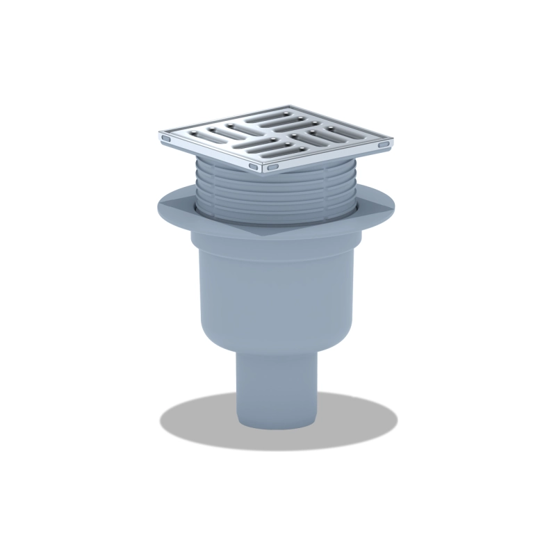 АНИ ПЛАСТ TQ5702 Трап верт.вып. 50 рег. с реш.100х100 мм, н/сталь, сухой