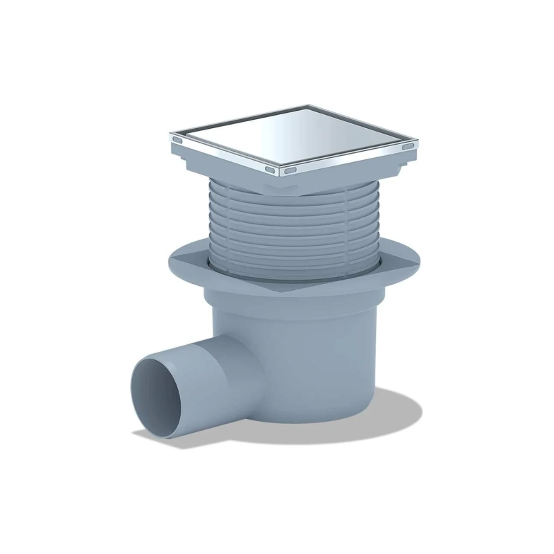 АНИ ПЛАСТ TQ5802 Трап гориз.вып.50 рег с реш.изн/стал 100x100 мм, с сух.затв.п/пл