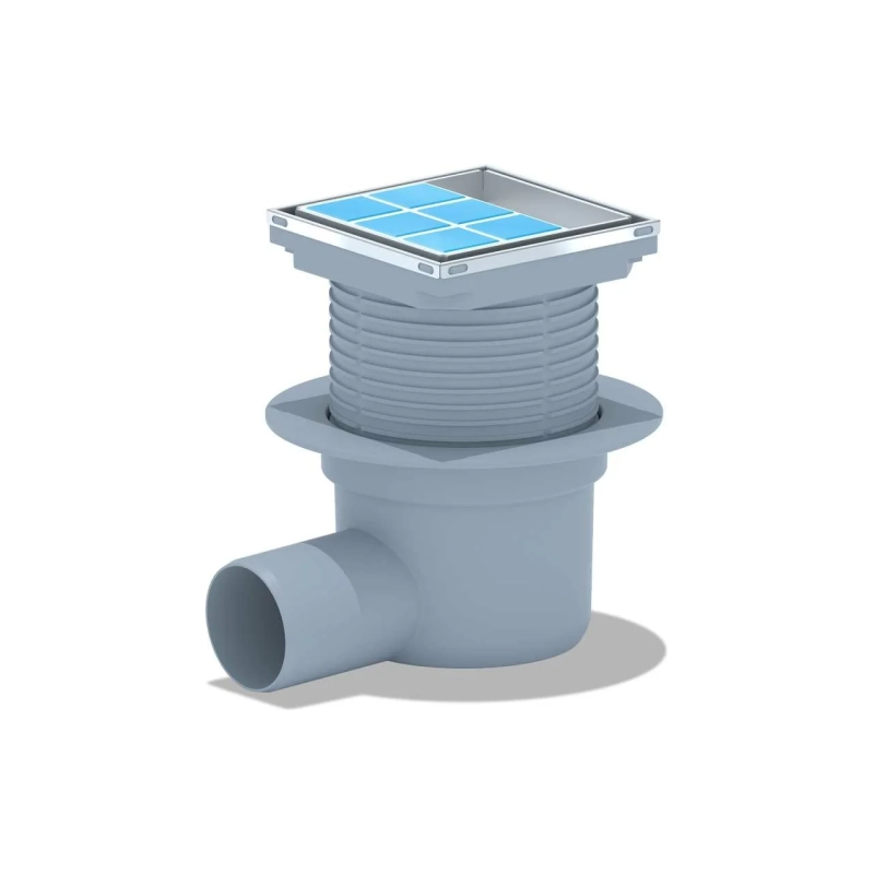 АНИ ПЛАСТ TQ5812 Трап гориз.вып. 50 рег с реш.изн/стали 150x150 мм, с сух.затв.п/пл