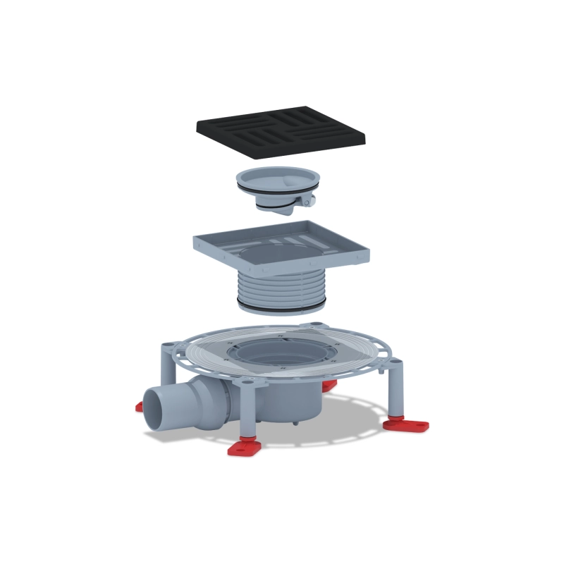 АНИ ПЛАСТ TVQ5616 Трап гор.вып. 50 рег. реш.чугун 150x150 мм, с сух. затвором, h 75 мм