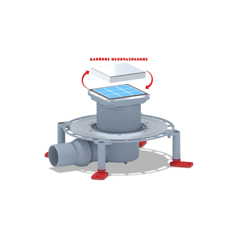 АНИ ПЛАСТ TVQ5802 Трап гориз.вып. 50 рег с реш.изн/ст 100x100 мм, с сух затв.п/пл, h 75 мм