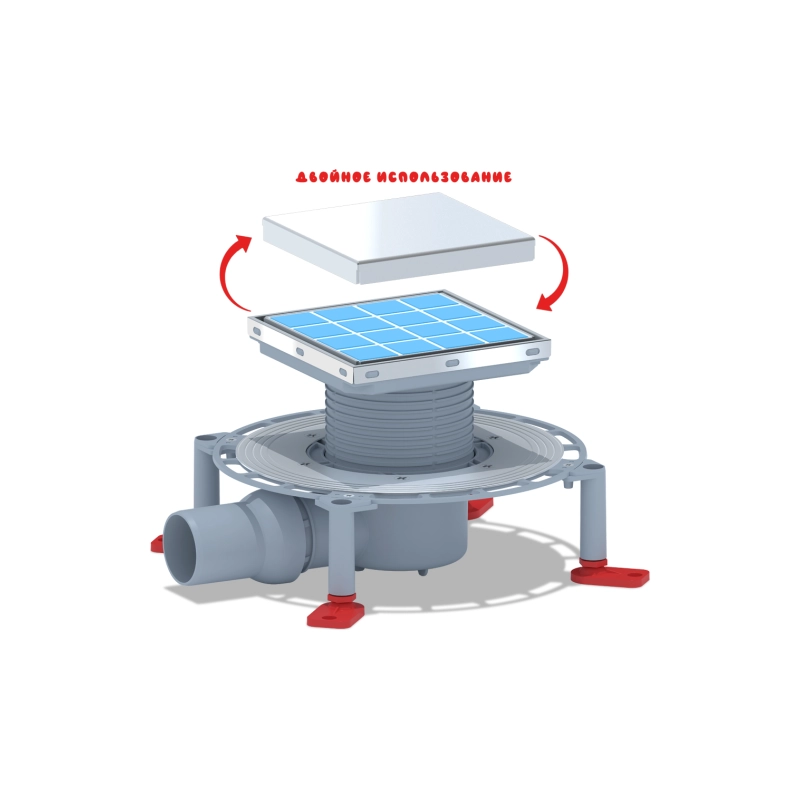 АНИ ПЛАСТ TVQ5812 Трап гориз.вып. 50 рег с реш.изн/ст 150x150 мм, с сух затв.п/пл, h 75 мм