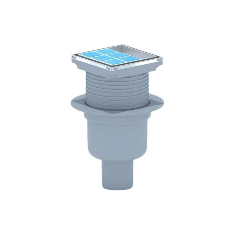 АНИ ПЛАСТ TVQ5902 Трап верт.вып. 50 рег с реш.изн/ст 100x100 мм, с сух затв.п/пл, h 75 мм