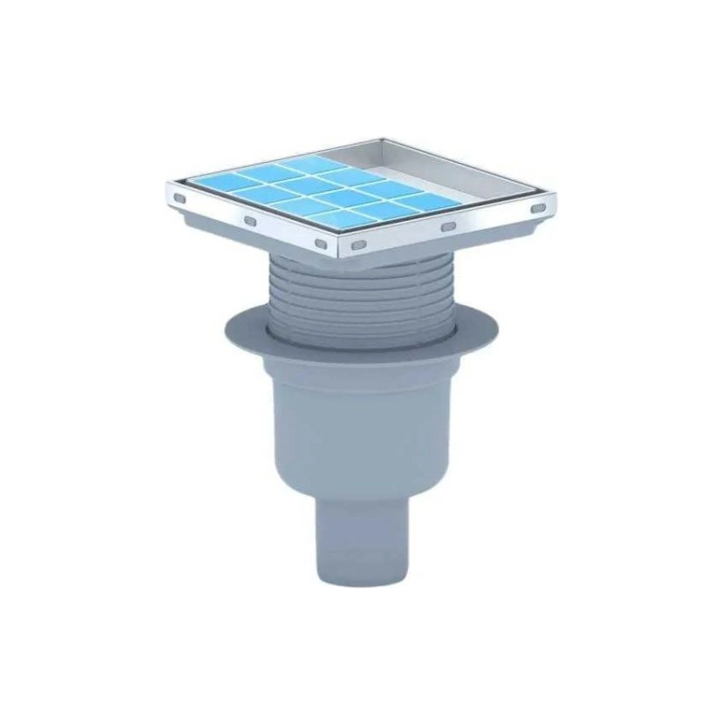 АНИ ПЛАСТ TVQ5912 Трап верт.вып. 50 рег с реш.изн/ст 150x150 мм, с сух затв.п/пл, h 75 мм