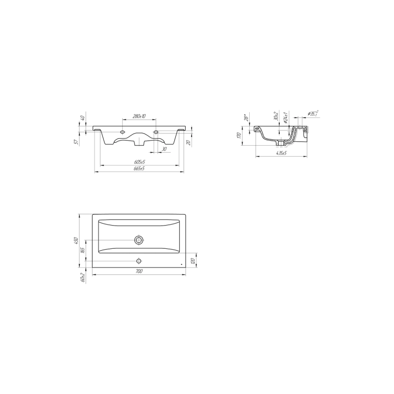 Раковина Cersanit мебельная COMO 70 1отв.