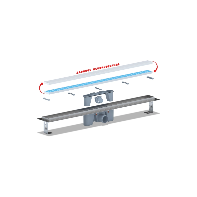 АНИ ПЛАСТ TLZ2085 Трап из н/стали c комб.затв. 850 мм вып. 50 мм, под плитку