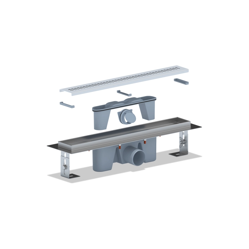 АНИ ПЛАСТ TLZ2245M Трап из н/стали c комб.затв. Риф 450 мм вып. 50 мм, матовая