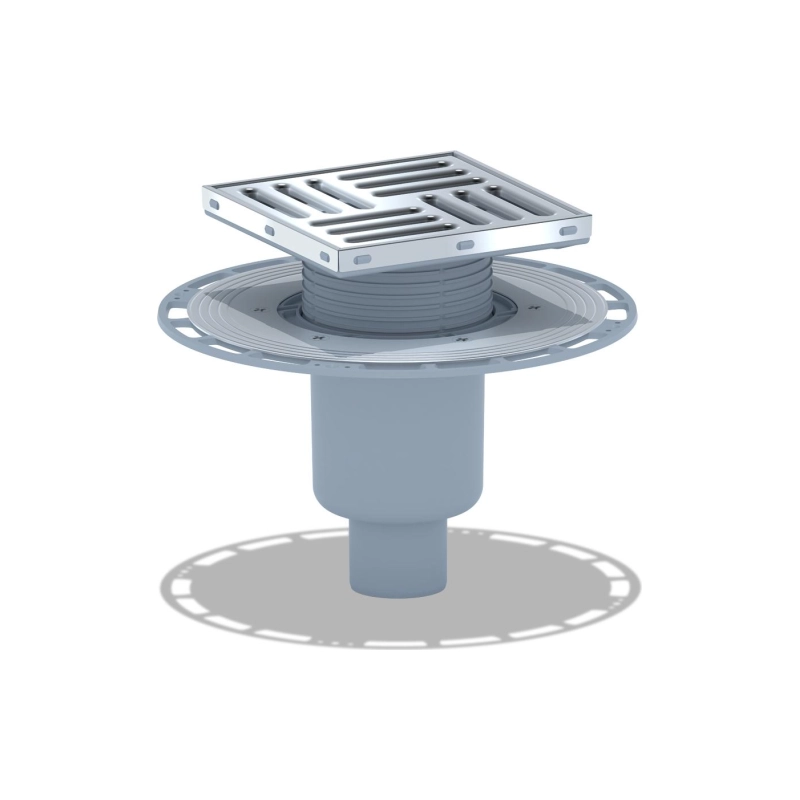 АНИ ПЛАСТ TVZ5712 Трап вер.вып. 50 рег.комб.затв.реш. н/стал. 150*150 мм, h 75 мм