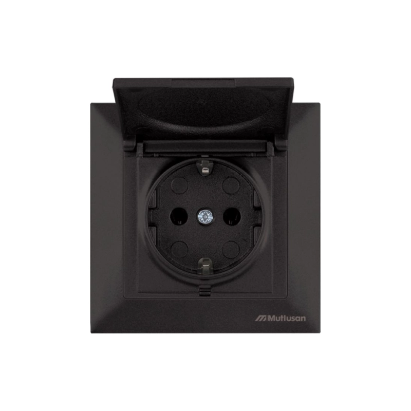 CANDELLA Розетка с/з и крышкой черная