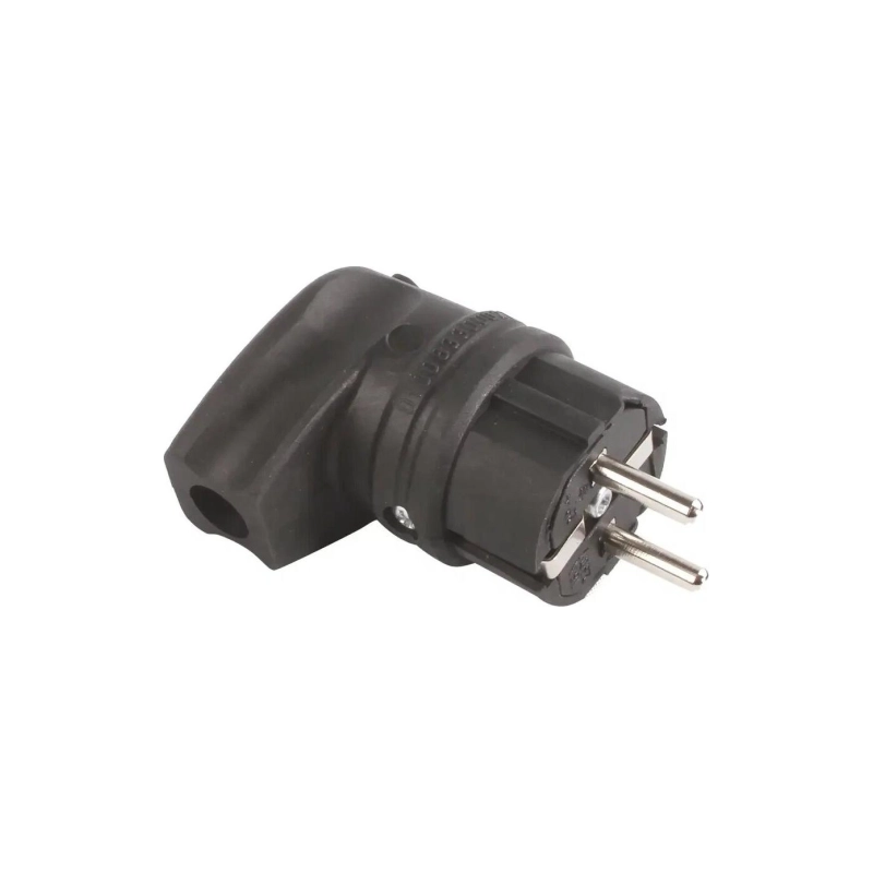 Вилка монофазная угловая L-образная с/з каучуковая MUT-27 1X16 А