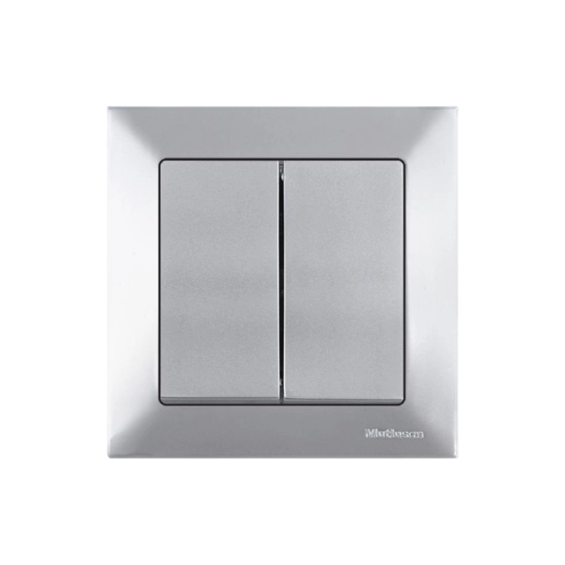 CANDELLA Выключатель двойной серебро