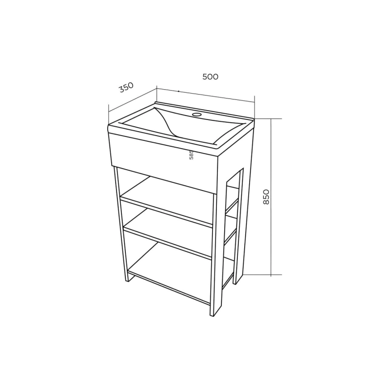 Тумба с раковиной Revo 50H 3полки Дуб Сонома
