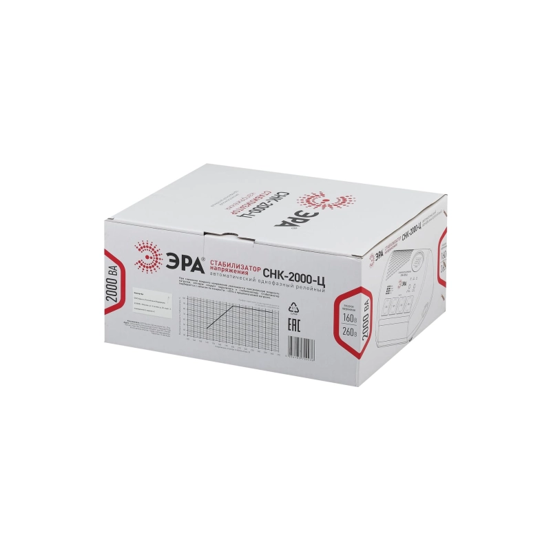 Стабилизатор напряжения ЭРА СНК-2000-Ц,160-260В/220В 2000ВА