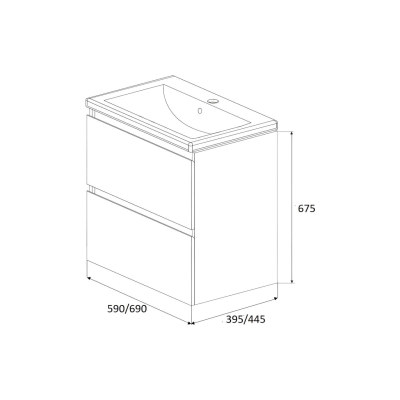 Тумба New Aris 70П 2я. Белый глянец умыв. Como 70