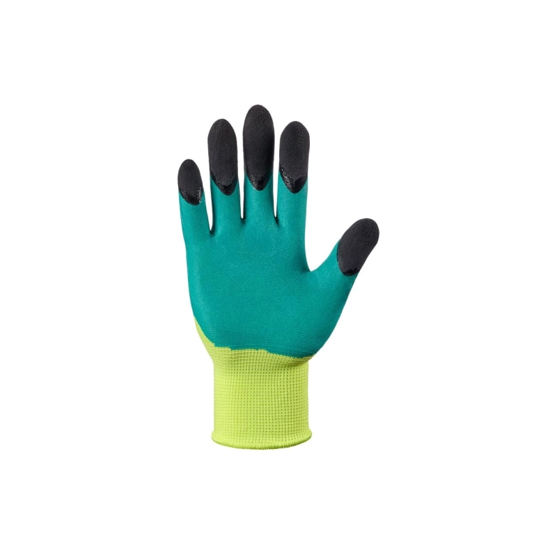 Перчатки нейлоновые салатные с черн.пальцами