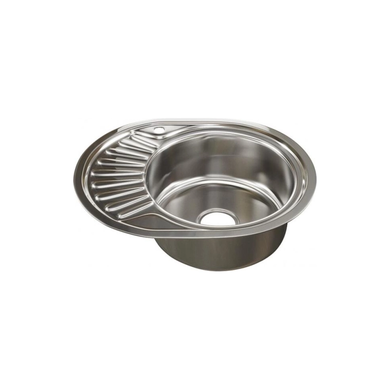 Мойка 57*45 (0,8) овал прав вып 3 1/2 с сифоном (глуб.18 см) ДЕКОР