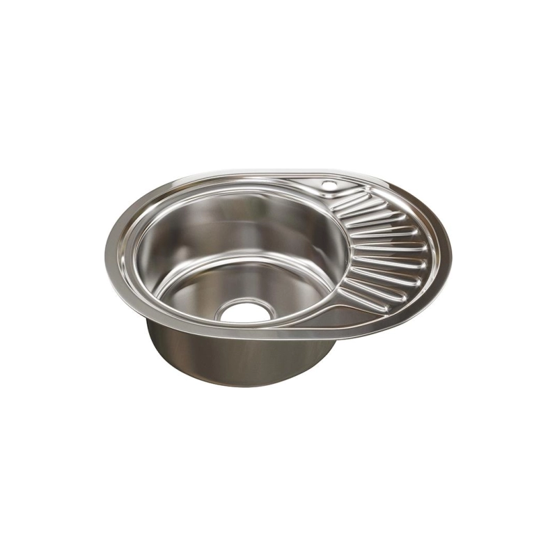 Мойка 57*45 (0,8) овал лев вып 3 1/2 с сифоном (глуб.18 см) ДЕКОР