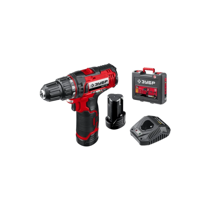 Дрель-шуруповерт ЗУБР С1-12, 12 В, 30 Н·м, 2 АКБ (2 А·ч), кейс (ДШЛ-125-22)