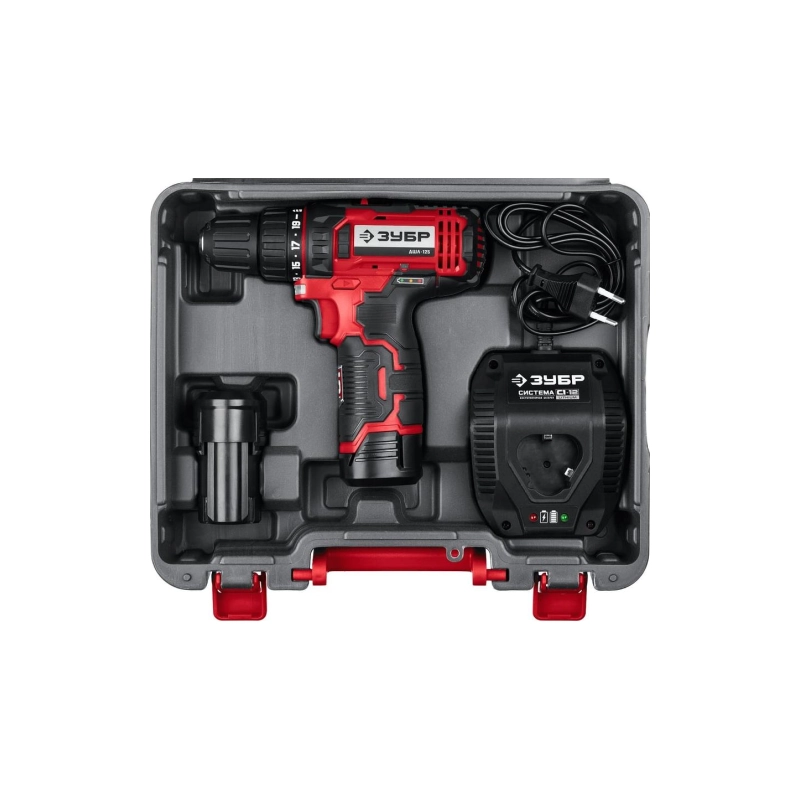 Дрель-шуруповерт ЗУБР С1-12, 12 В, 30 Н·м, 2 АКБ (2 А·ч), кейс (ДШЛ-125-22)