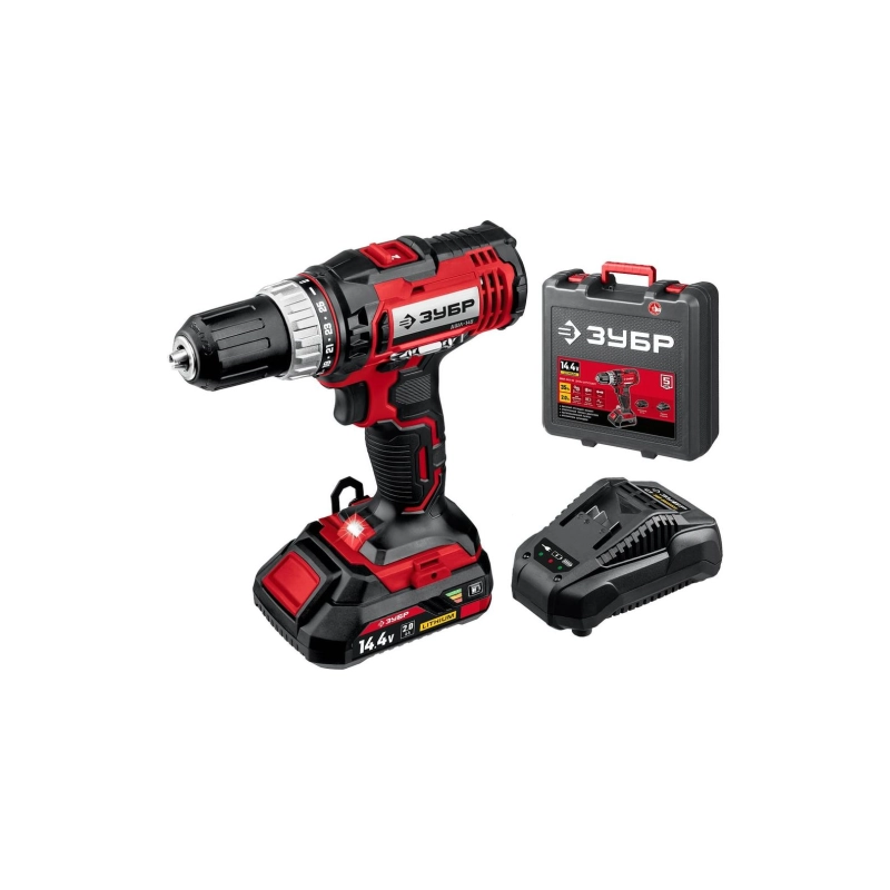 Дрель-шуруповерт ЗУБР С1, 14.4 В, 35 Н·м, 1 АКБ (2 А·ч), кейс (ДШЛ-145-21)