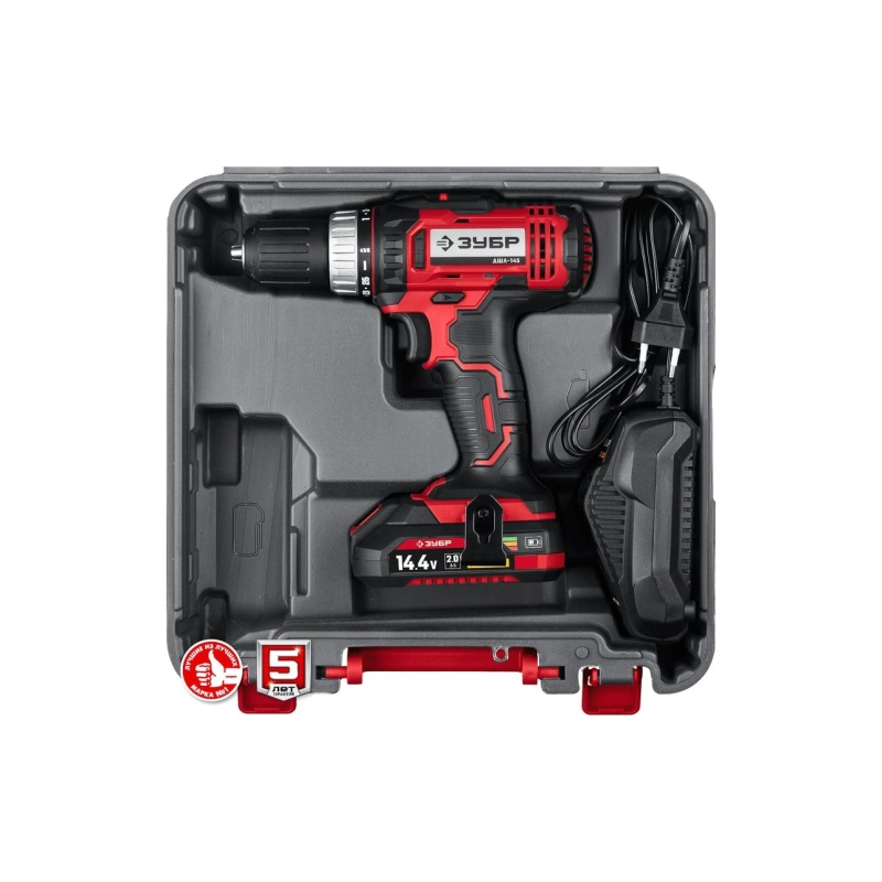 Дрель-шуруповерт ЗУБР С1, 14.4 В, 35 Н·м, 1 АКБ (2 А·ч), кейс (ДШЛ-145-21)