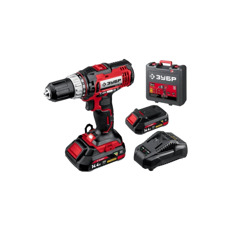 Дрель-шуруповерт ЗУБР С1, 14.4 В, 35 Н·м, 2 АКБ (2 А·ч), кейс (ДШЛ-145-22)