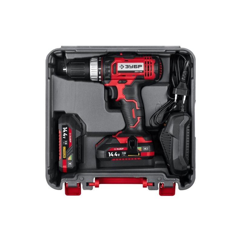 Дрель-шуруповерт ЗУБР С1, 14.4 В, 35 Н·м, 2 АКБ (2 А·ч), кейс (ДШЛ-145-22)