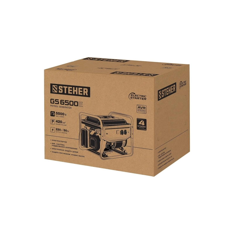 Бензиновый генератор с электростартером 5500Вт STEHER (GS-6500E)