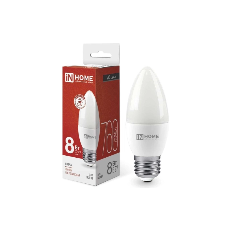 Лампа светодиодн. LED-СВЕЧА, 8 Вт Е27, 4000К