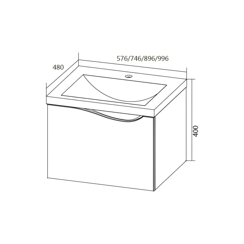 Тумба Этюд 100П 1в.я. Белый глянец умыв. Анита 1000