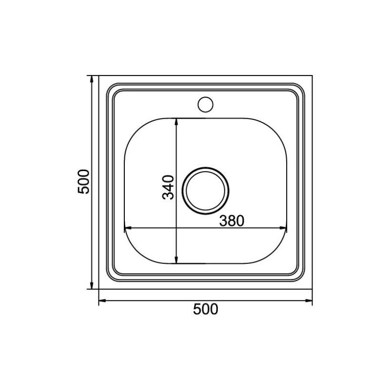 Мойка накладная 50х50 (0,6) вып 3 1/2 MIXLINE 16см с сифоном