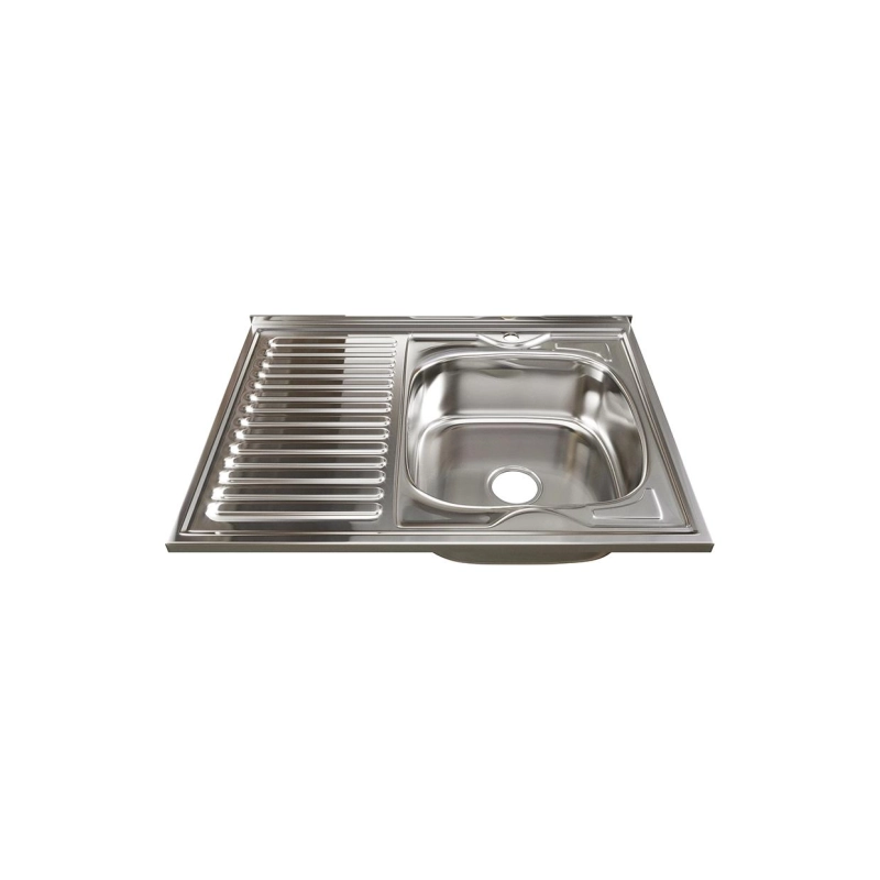 Мойка накладная 80х60 (0,8) прав вып 3 1/2 MIXLINE 18см с сифоном